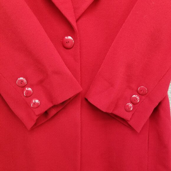 Vtg Linda Allard Ellen Tracy Blazer Jacket Womens Solid Red Wool Corduroy Sz 12P - Picture 10 of 12